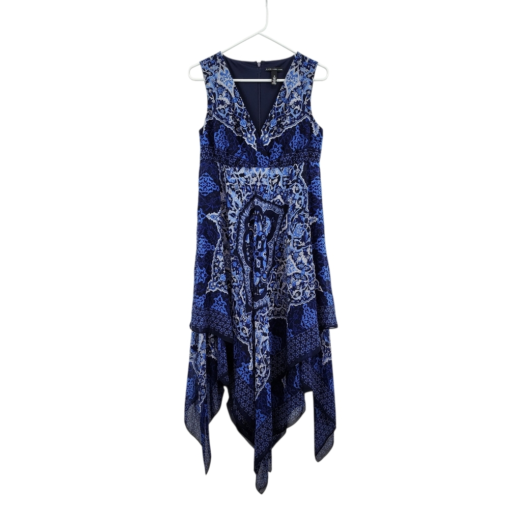 Black Label by Chico Women's Poly Geo-Print Sleeveless Midi Fairycore Dress - 0